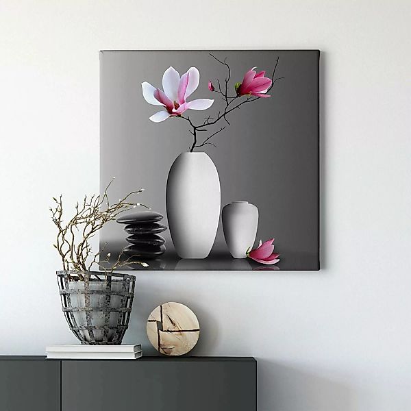 Bricoflor Badezimmer Und Flur Bild Mit Magnolie Leinwand Bild Mit Blume In günstig online kaufen