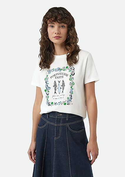 Comma Kurzarmshirt T-Shirt aus Baumwollmix mit günstig online kaufen