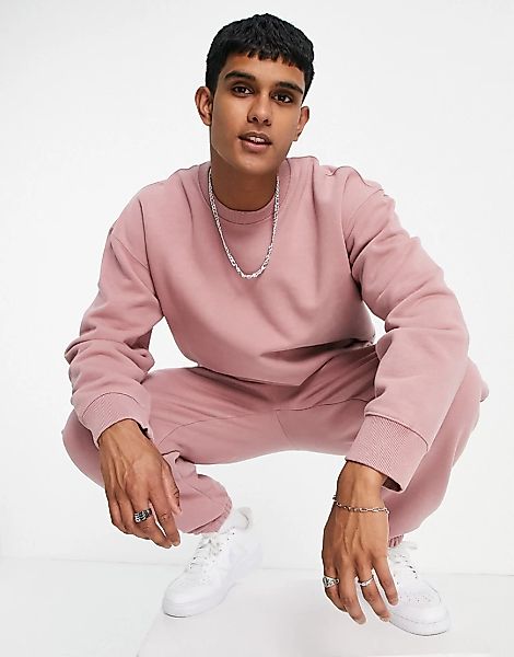 Topman – Oversize-Sweatshirt in Rosa, Kombiteil-Lila günstig online kaufen