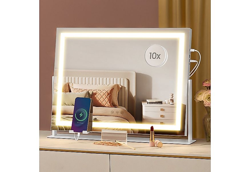 SONGMICS Schminkspiegel, Kosmetikspiegel, verstellbares LED-Licht, mit USB- günstig online kaufen