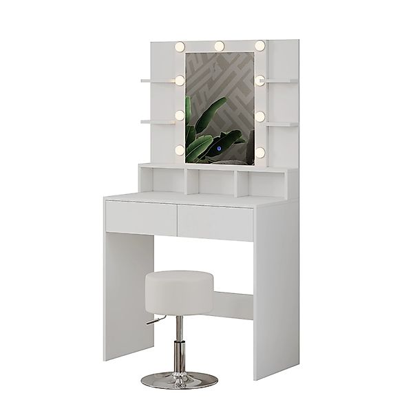 Vicco Schminktisch Taylor Weiß 80 cm mit LED Beleuchtung und Hocker günstig online kaufen