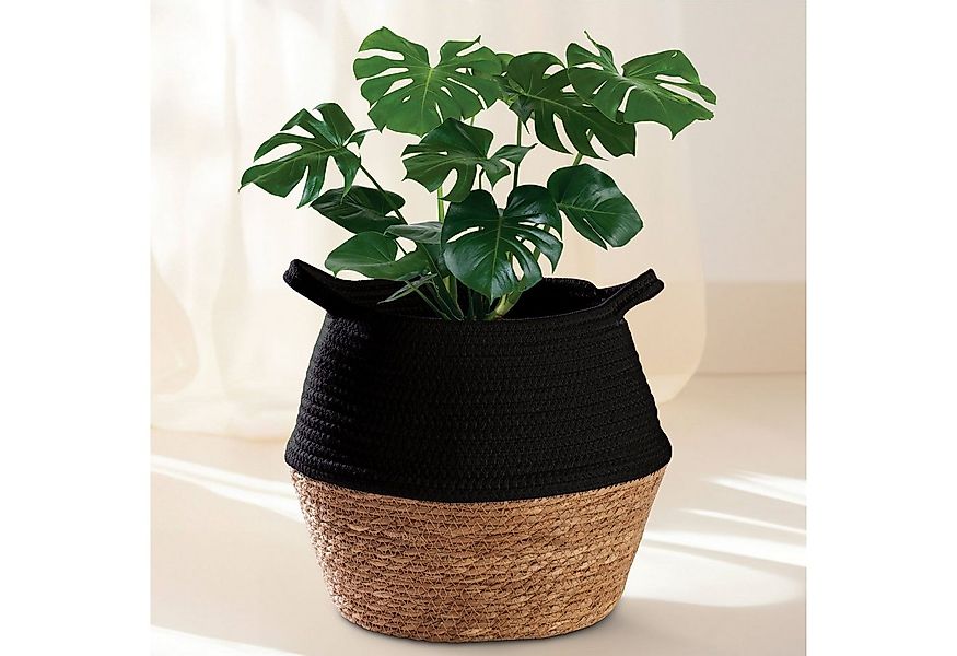 Praknu Aufbewahrungskorb Blumentopf Gross aus nachhaltigem Seegras und Baum günstig online kaufen