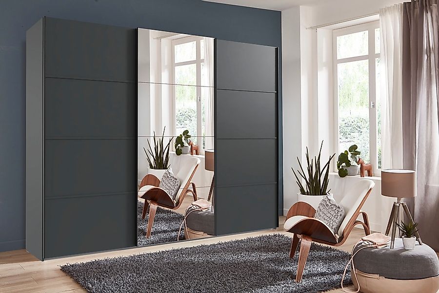 Wimex Schwebetürenschrank "Jork Kleiderschrank mit Spiegel, schwarze Metall günstig online kaufen