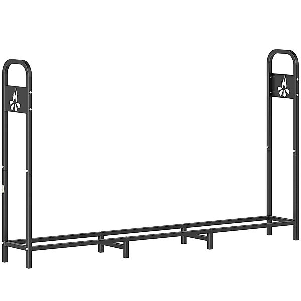 Outsunny Metall-Holzregal, 199x30x121 cm, Außen-Holzständer mit Stahlrahmen günstig online kaufen