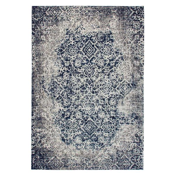 Orientalischer Teppich in Grau und Blau Chenillegewebe günstig online kaufen