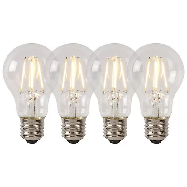 LED Leuchtmittel E27 Birne - A60 in Transparent 7W 1480lm Viererpack günstig online kaufen