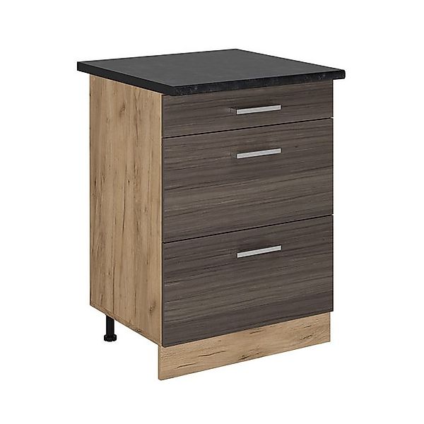 Vicco Unterschrank R-Line, Edelgrau/Goldkraft Eiche, 60 cm mit Schubladen, günstig online kaufen