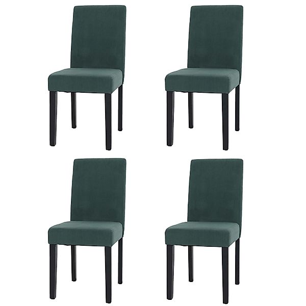 MCW Esszimmerstuhl Littau Cord 4er-Set Grün Dunkle Beine günstig online kaufen