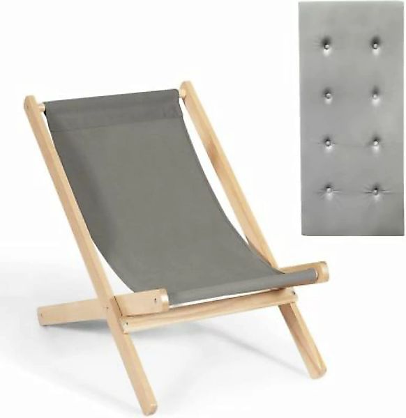 COSTWAY® Gartenliege Liegestuhl Holz mit Kissen grau günstig online kaufen