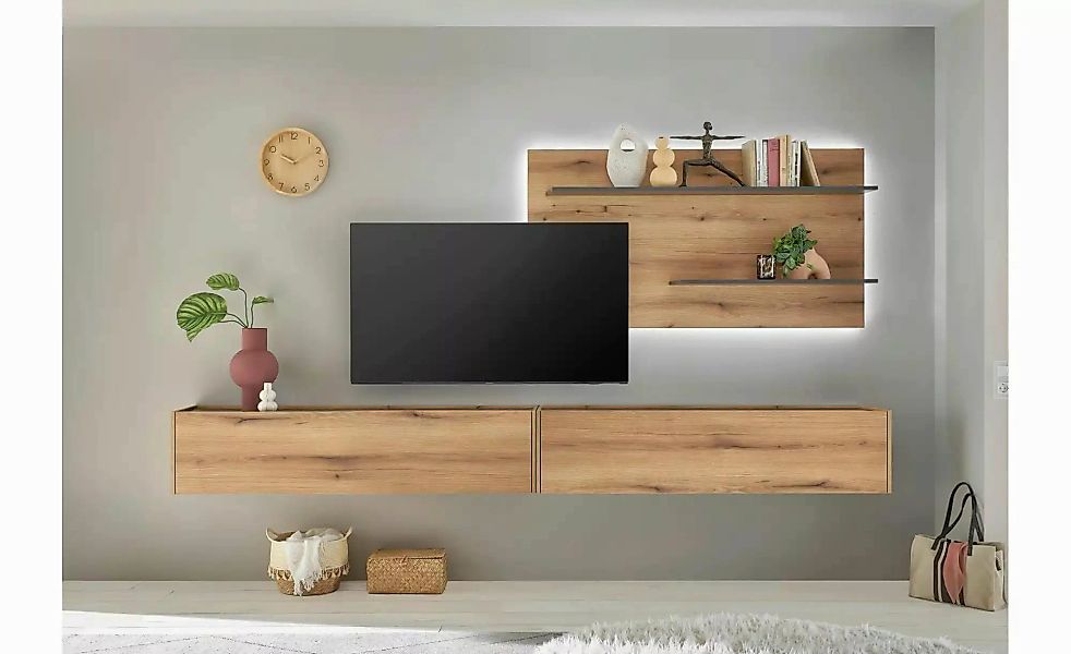 Wohnwand   ¦ holzfarben ¦ Maße (cm): B: 300 H: 180 Kommoden & Sideboards > günstig online kaufen
