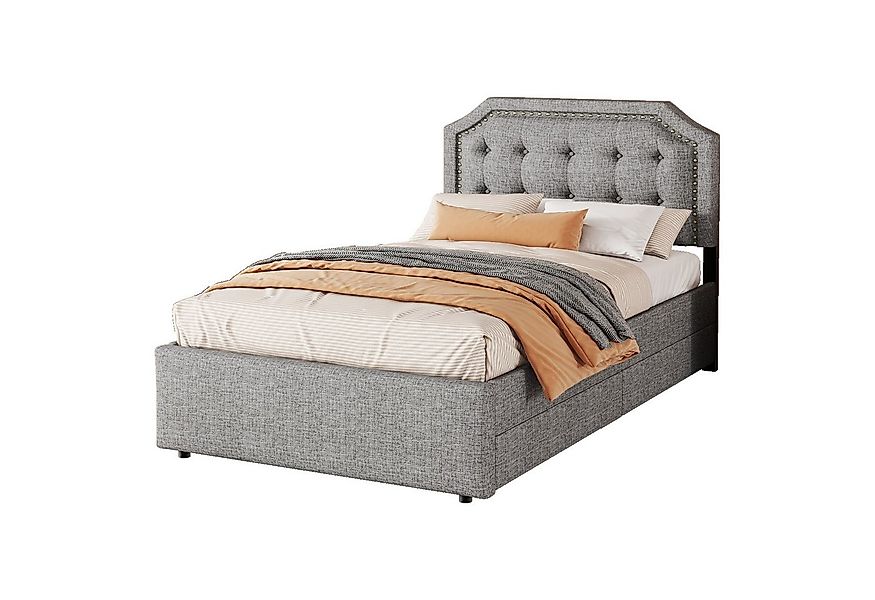 Flieks Polsterbett, Einzelbett 90x200cm mit 2 Schubladen und höhenstellbare günstig online kaufen