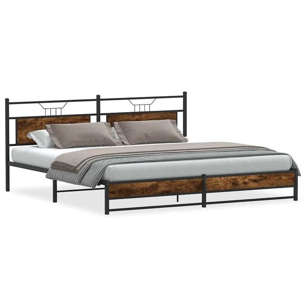 vidaXL Bett Metallbett ohne Matratze Räuchereiche günstig online kaufen