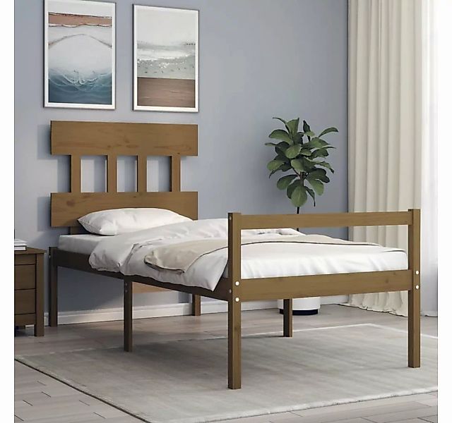 furnicato Bett Seniorenbett mit Kopfteil 100x200 cm Honigbraun Massivholz günstig online kaufen