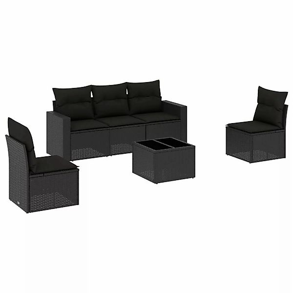 vidaXL 6-tlg Garten-Sofagarnitur mit Kissen Schwarz Poly Rattan Modell 75 günstig online kaufen