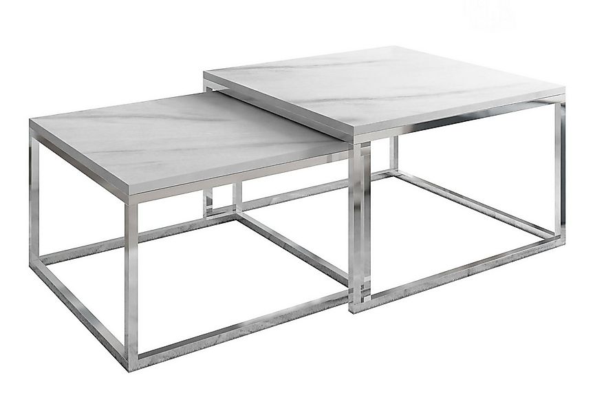 Lookway Couchtisch YOSHI 2in1 mit Levanto Marmor und Chromgestell (2er-Set) günstig online kaufen