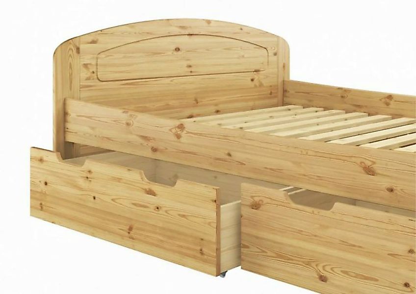 ERST-HOLZ Bett Doppelbett 180x200 Kiefer mit 3 Bettkasten Kiefer + Rollrost günstig online kaufen