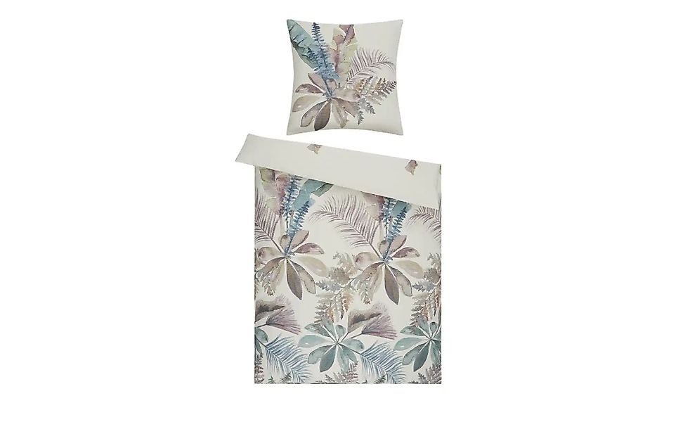 Como Green Satin Bettwäsche  Leaves ¦ mehrfarbig ¦ Maße (cm): B: 135 Bettwa günstig online kaufen