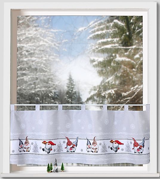 Weckbrodt Scheibengardine »Wichtel im Schnee«, (1 St.), Bistro, Microsatin, günstig online kaufen