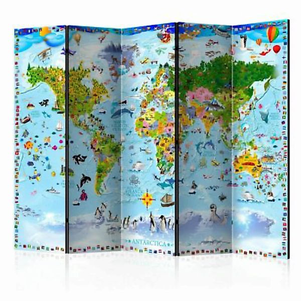 artgeist Paravent World Map for Kids II [Room Dividers] mehrfarbig Gr. 225 günstig online kaufen