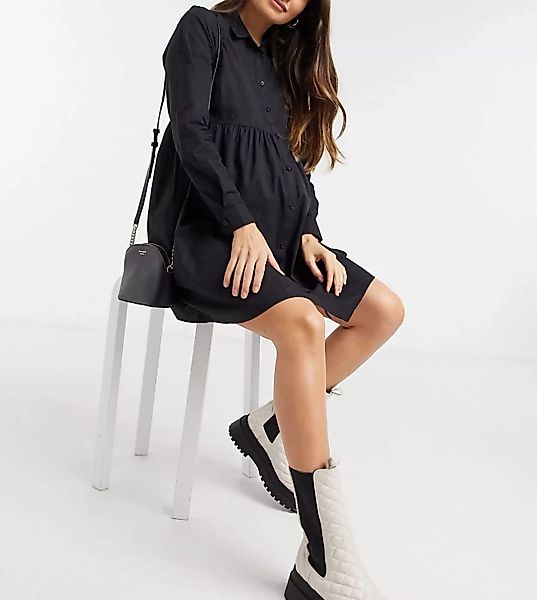 ASOS DESIGN Maternity – Mini-Hängerkleid aus Bio-Baumwolle in Schwarz günstig online kaufen