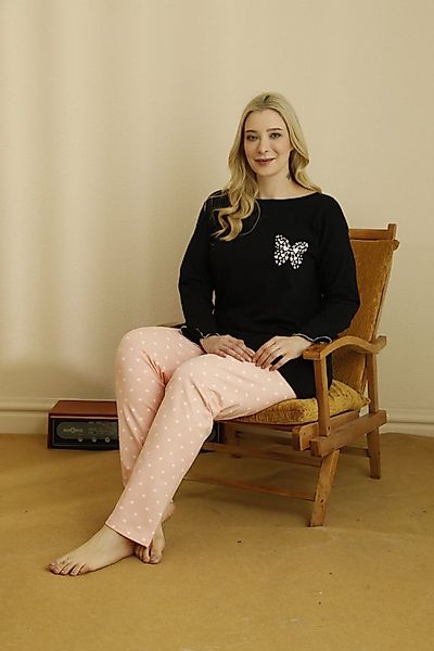 SEXEN (Siyah Inci) Schlafanzug Damen Pyjama Set Große Größen – Schwarz & Ro günstig online kaufen