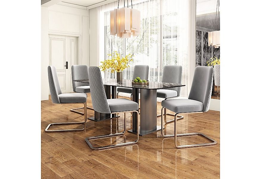 Flieks Freischwinger (Set, 6 St), 6er Set Esszimmerstühle Polsterstuhl Schw günstig online kaufen