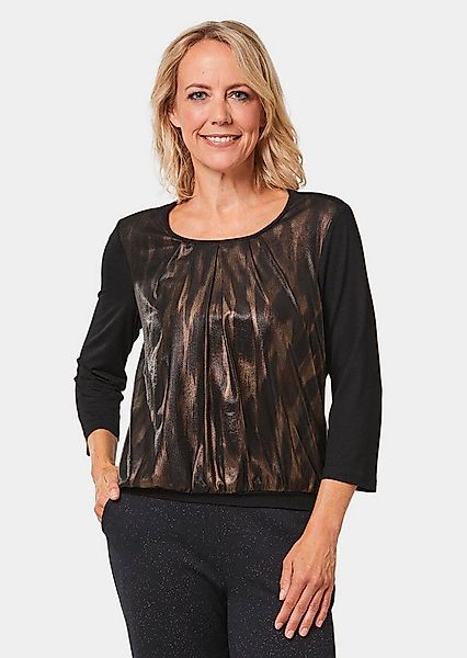 GOLDNER Kurzarmbluse Elastisches Shirt mit Metallic-Print Elegantes Printsh günstig online kaufen