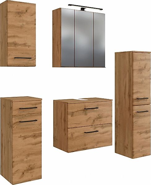 welltime Badmöbel-Set "Chicago" Spiegelschrank, Unterbeckenschrank, Hängesc günstig online kaufen