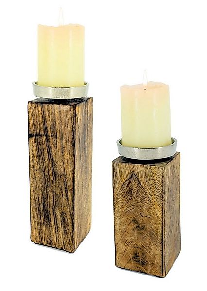 Spetebo Kerzenständer Mango Kerzenständer m. Alu Halter - 2er Set (Set, 2 S günstig online kaufen