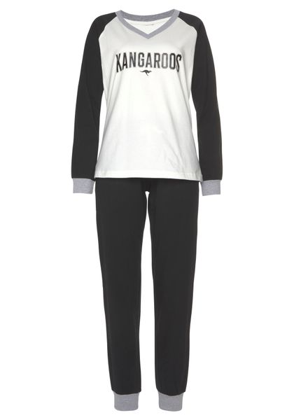 KangaROOS Pyjama 2 Stk. tlg., mit kontrastfarbenen Raglanärmeln günstig online kaufen