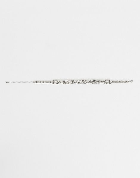 True Decadence – Silberfarbene Halskette mit Kristallsteinen und verdrehtem günstig online kaufen