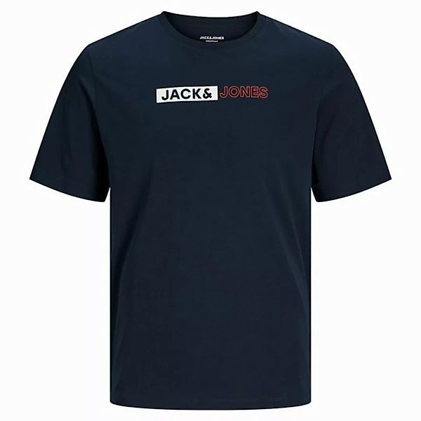 Jack & Jones Rundhalsshirt Jack&Jones XXL T-Shirt navy Brustprint JJECORP günstig online kaufen