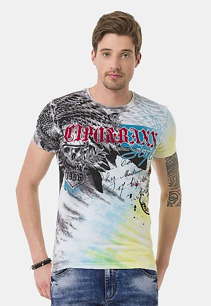 Cipo & Baxx T-Shirt "T-Shirt", im Batik-Look mit Print auf Front und Rücken günstig online kaufen