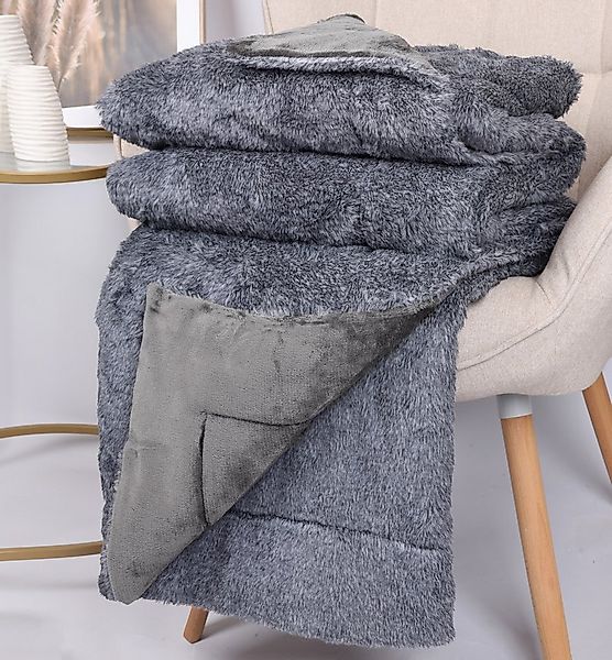 Wohndecke Luxus Kuscheldecke XXL TURIN Größe 150 cm x 200 cm Farbe grau, Be günstig online kaufen