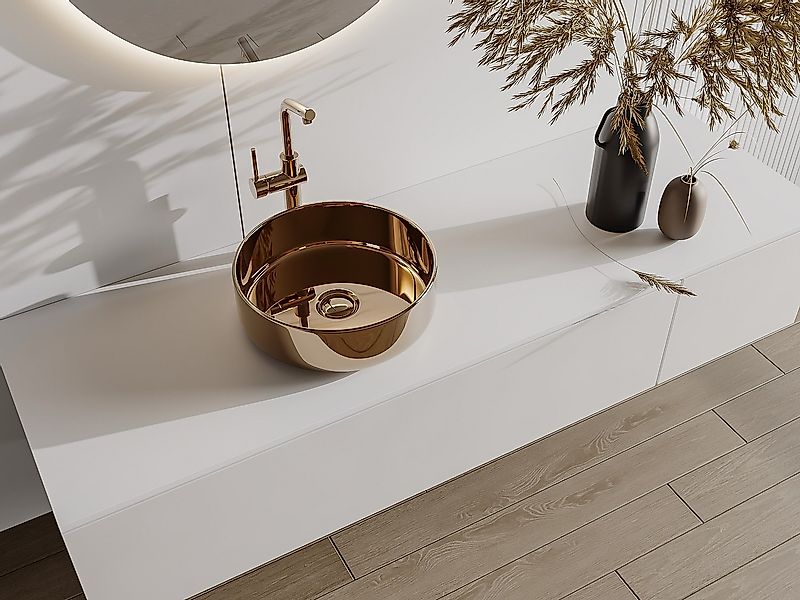 Aufsatzwaschbecken - Keramik - Kupferfarben -  36 cm - KANELLE II günstig online kaufen