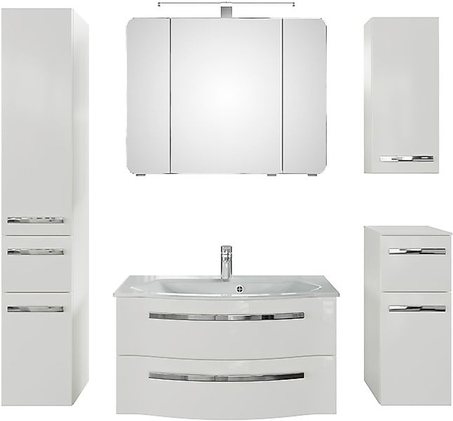 Saphir Badmöbel-Set »Serie 4005, vormontiert, Glaswaschbecken, Spiegelschra günstig online kaufen