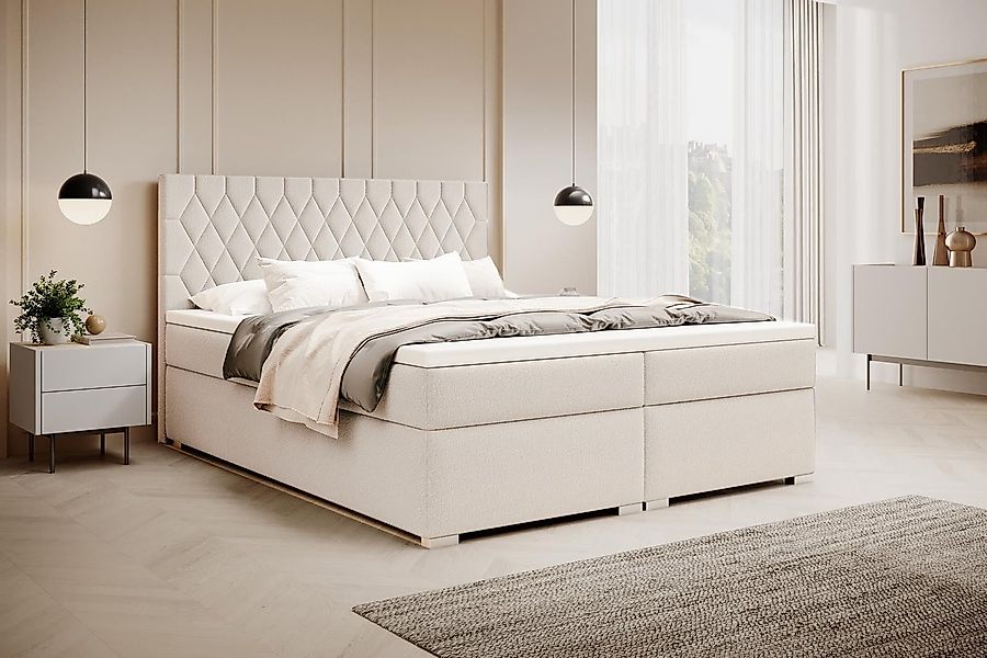 Compleo Boxspringbett mit abgerundetes Kopfteil, Designerbett, günstig online kaufen