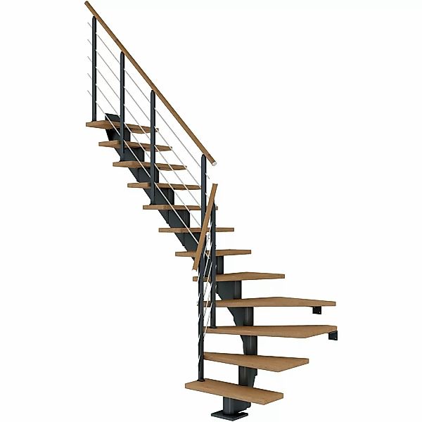 Dolle Mittelholmtreppe Hamburg Eiche Anthrazit GH bis 301 cm 1/4gew. 75 cm günstig online kaufen