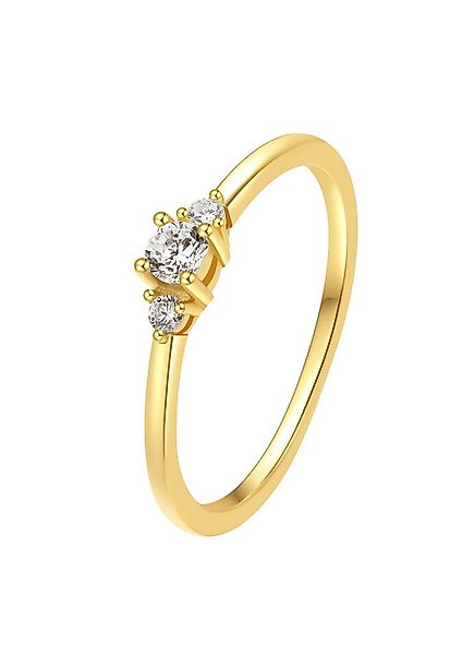 Hey Happiness Fingerring Drei Zirkon Trauring, 925 Silber 18K Roségold Verg günstig online kaufen