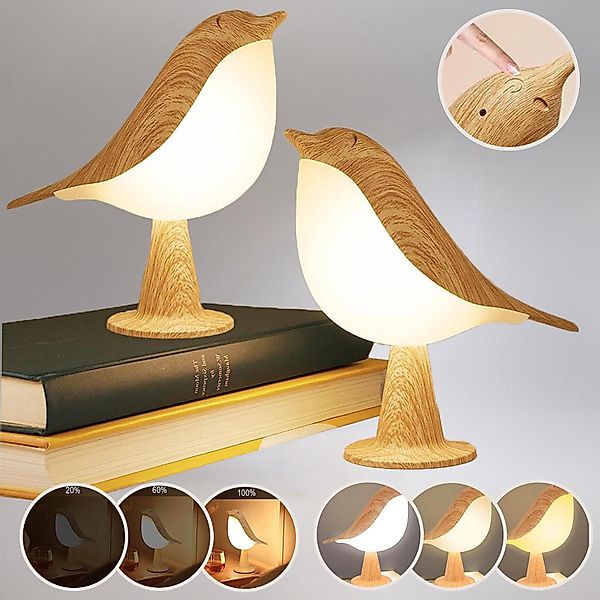 MUPOO LED Nachtlicht Nachttischlampe Birdie,Kabelloses,Touch Dimmbare,Ramad günstig online kaufen