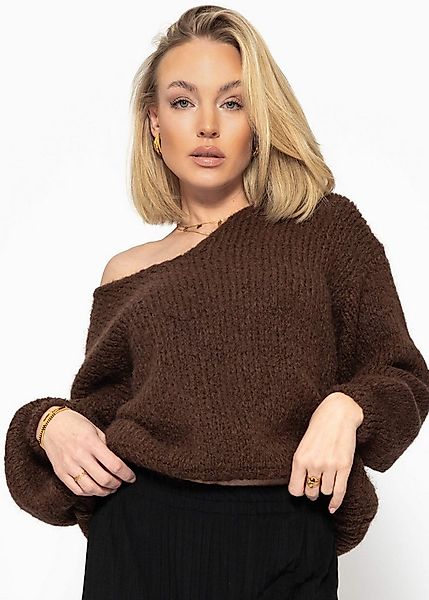 SASSYCLASSY Strickpullover Oversize Pullover mit V-Ausschnitt für Damen Wei günstig online kaufen