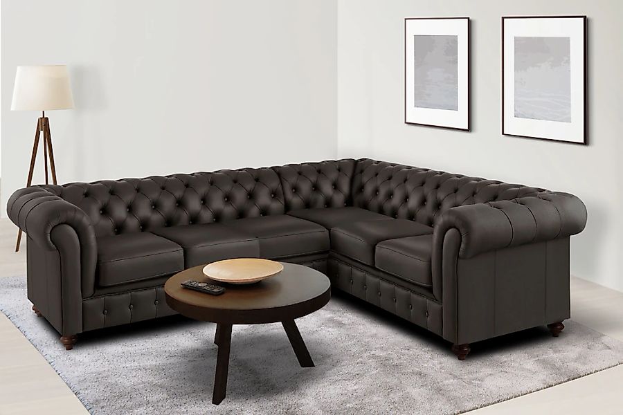 Home affaire Chesterfield-Sofa "Chesterfield Ecksofa, auch in Leder L-Form" günstig online kaufen