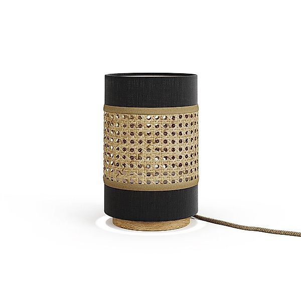 Vicco Nachttischlampe Morten, Rattan/Schwarz, 17.5 x günstig online kaufen