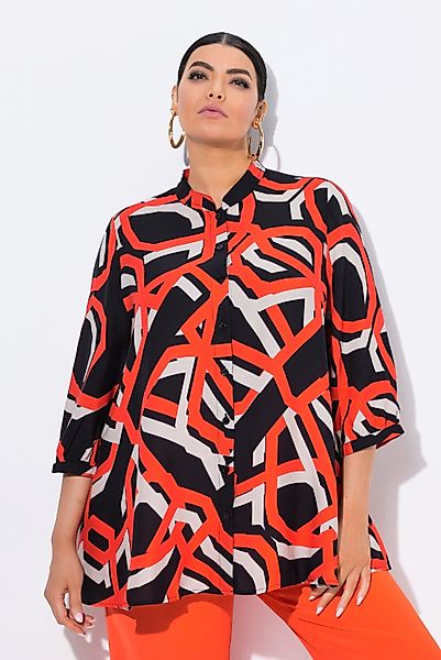 Ulla Popken Longbluse Chiffonbluse A-Linie Stehkragen günstig online kaufen