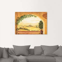 Artland Wandbild Weinranken vor der Toskanalandschaft, günstig online kaufen