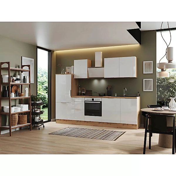 Respekta Selection Küchenzeile Elisabeth RS280AWH 280 cm Weiß-Artisan Eiche günstig online kaufen
