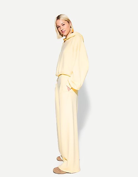 Bershka Wide-Leg-Hose Damen S Gelb günstig online kaufen