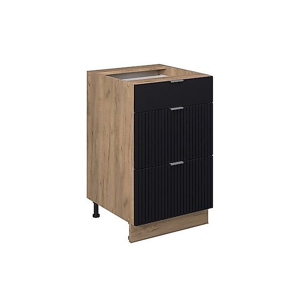 Vicco Küchenunterschrank Fame-Line Schwarz Gestreift 50 cm AP Marmor günstig online kaufen