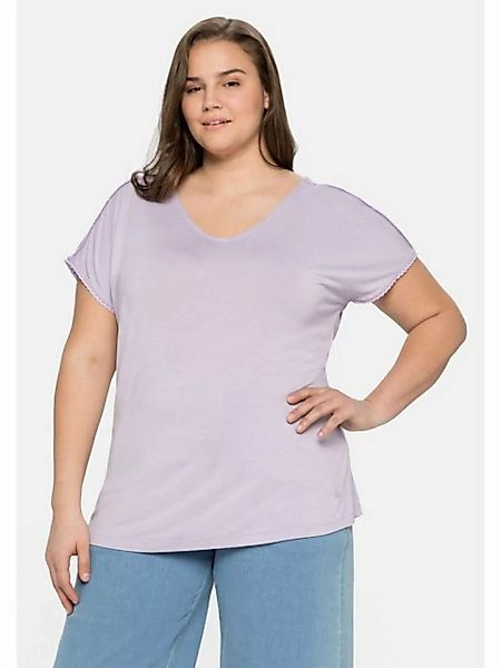 Sheego T-Shirt Große Größen mit Spitze an Ärmeln und Schulternaht günstig online kaufen