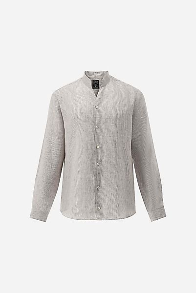 Gestreiftes Leinenhemd mit Stehkragen günstig online kaufen